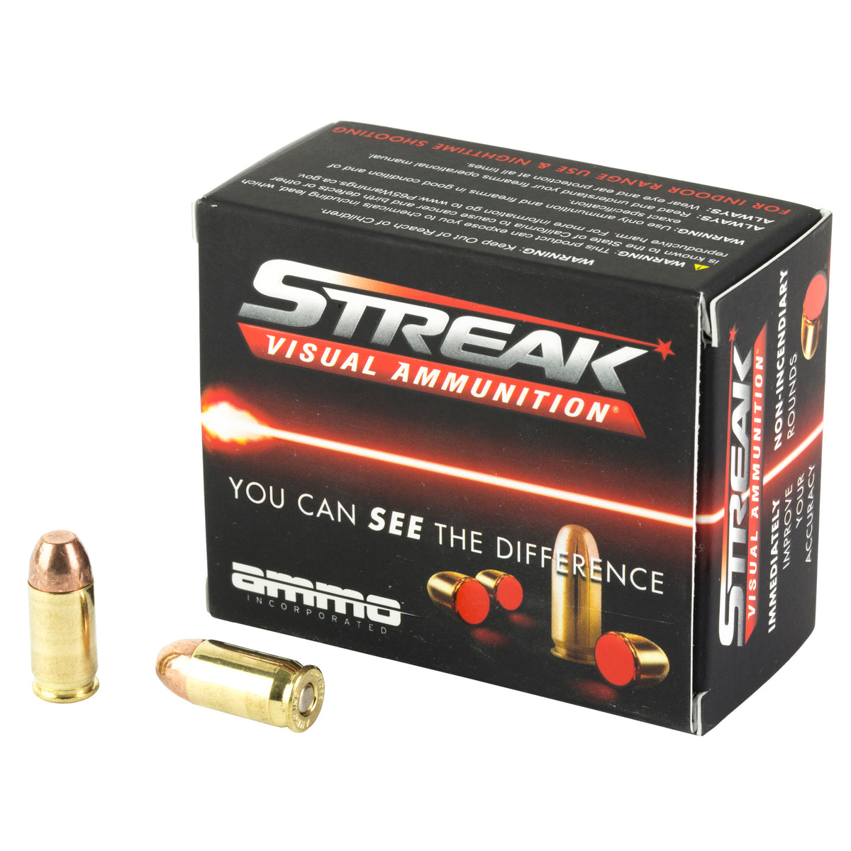 Streak .380 ACP/Auto Visual Ammunition Tracer Total Metal Coating 90 Grain 20/Box