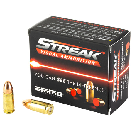 Ammo Inc 9mm Luger / Parabellum Streak Visual (RED) Tracer Total Metal Case 124 Grain 20/Box