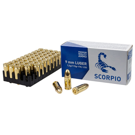 STV 9mm Luger / Parabellum Scorpio Full Metal Jacket 115 Grain 50/Box