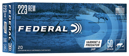 Federal .223 Remington American Eagle Varmint & Predator Jacketed Hollow Point 50 Grain 20/Box