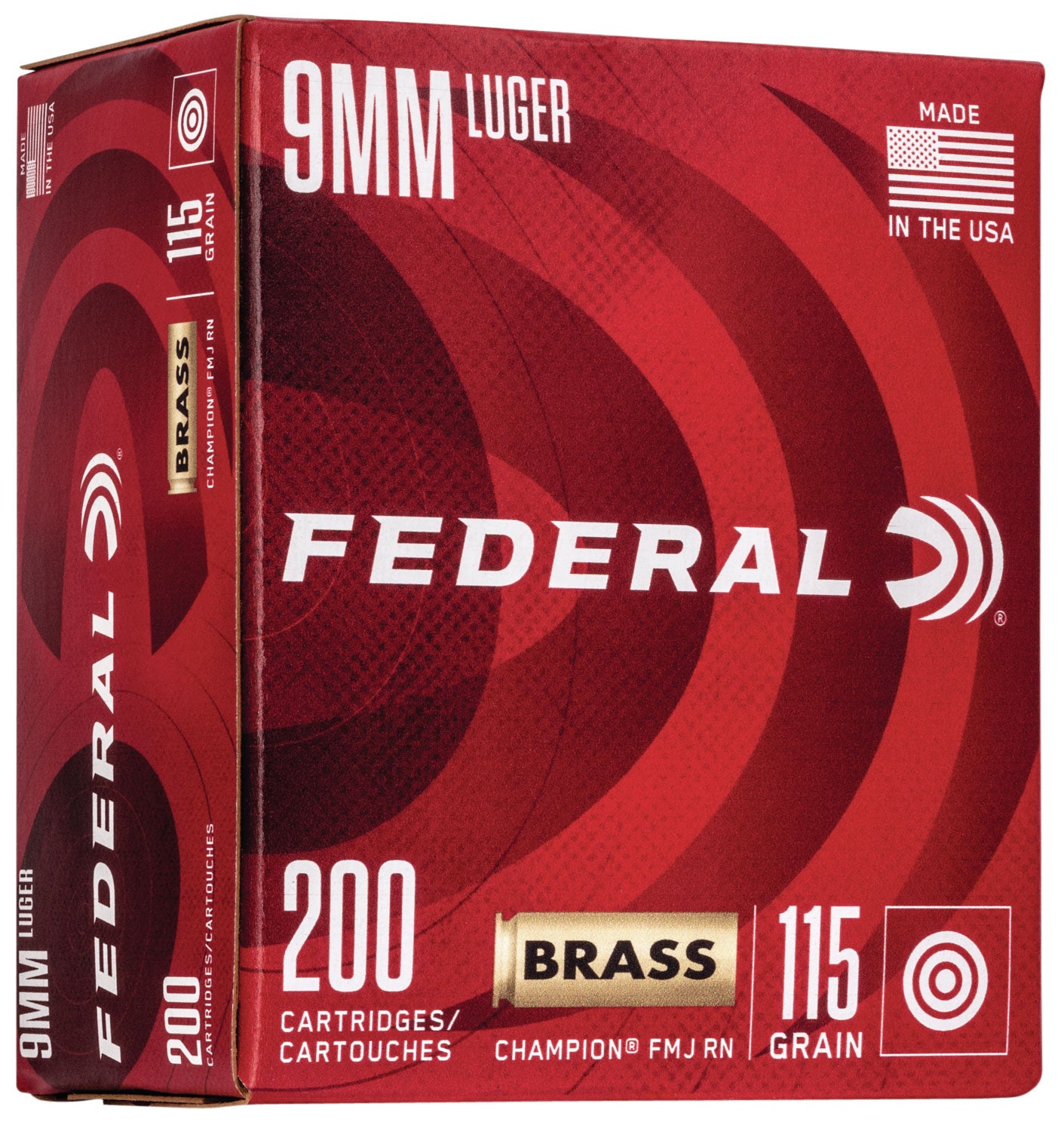 Federal WM51992 Champion Training 9mm Luger 115 gr FMJ 200 Per Box – 1000/Case