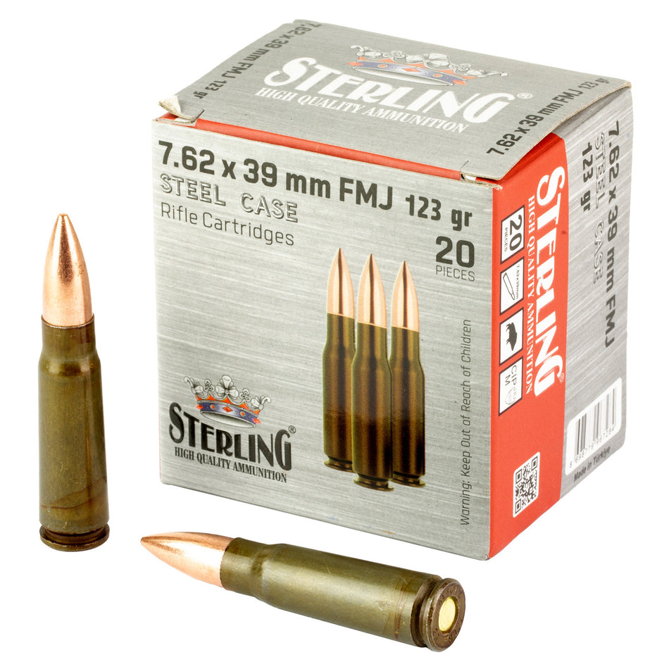 Sterling 7.62x39mm Steel Case Full Metal Jacket 123 Grain 20/Box [Item 4314]