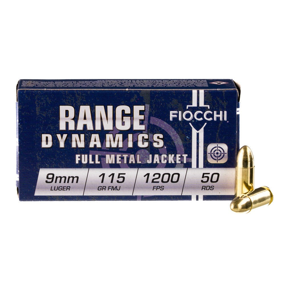 Fiocchi Range & Training Dynamics 9mm 115gr FMJ 50 Per Box  - 1000/Case