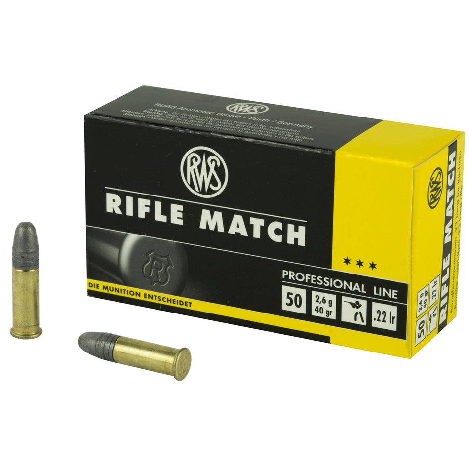 RWS .22 Long Rifle Rifle Match Lead Round Nose 40 Grain 50/Box