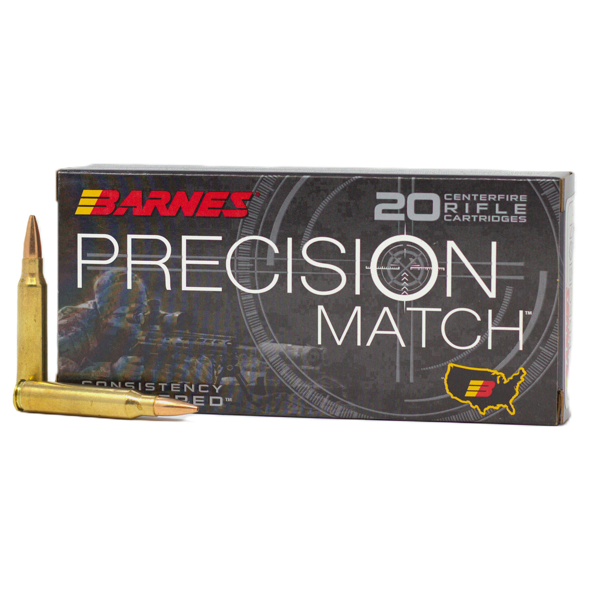 Barnes 5.56x45mm NATO Precision Match Open Tip Match Boat Tail 85 Grain 20/Box 2675 FPS