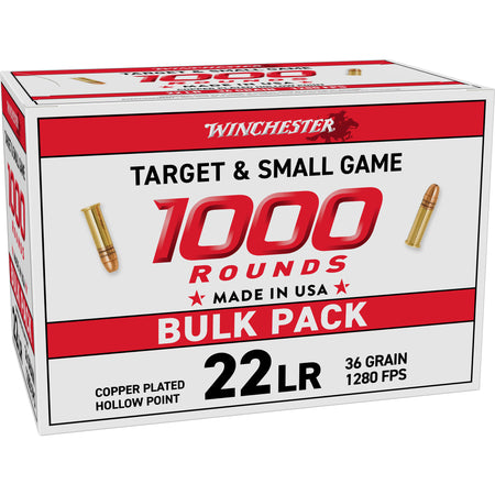 Winchester Ammo 22LR1KHP 22LR 36gr Plated Hollow Point 1000rd Bulk Pack