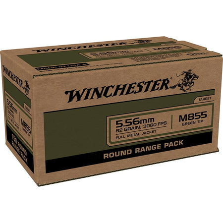 Winchester 5.56x45mm NATO M855 GREEN TIP Full Metal Jacket 62 Grain 100/Box