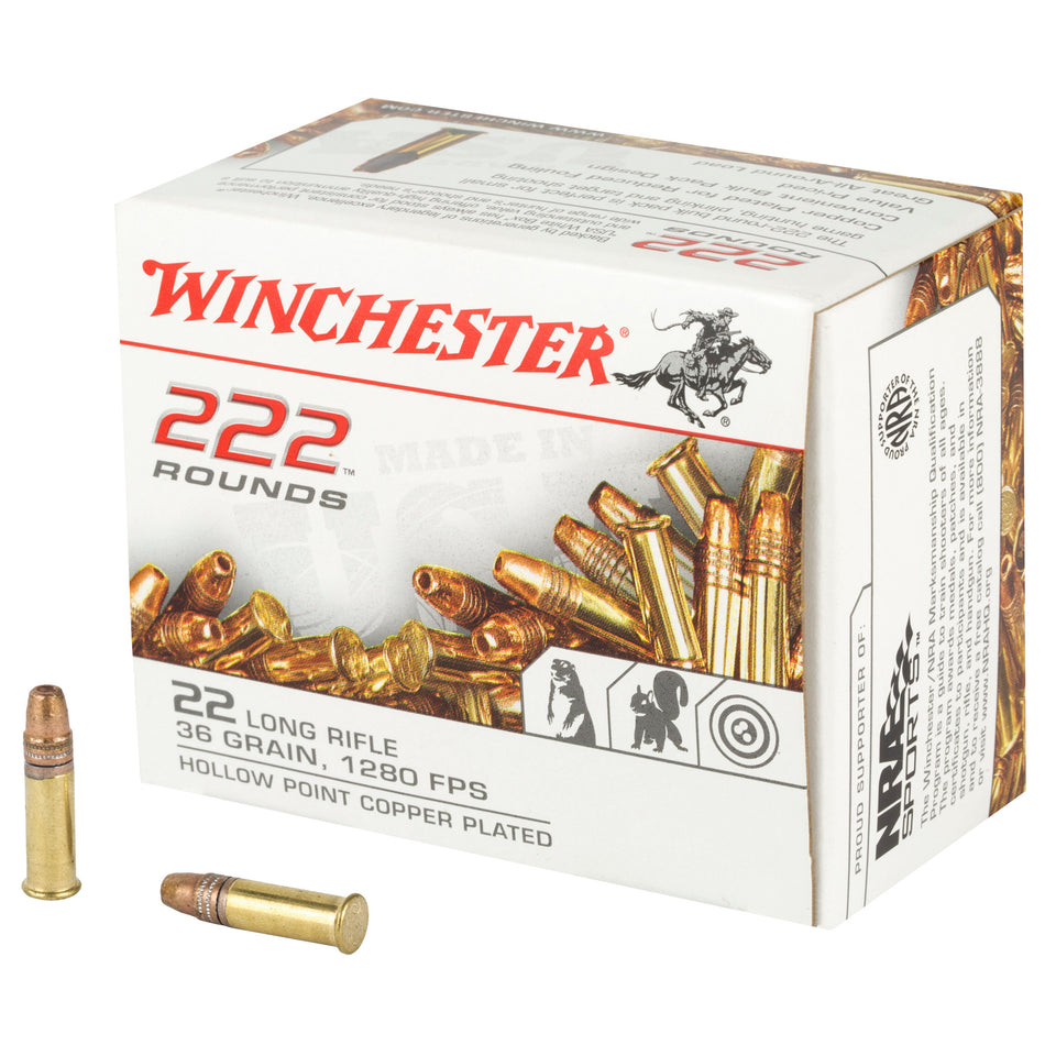Winchester .22 Long Rifle USA 222 Copper Plated Hollow Point 36 Grain 222/Box