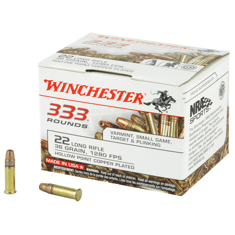 Winchester .22 Long Rifle USA 333 Copper Plated Hollow Point 36 Grain 333/Box