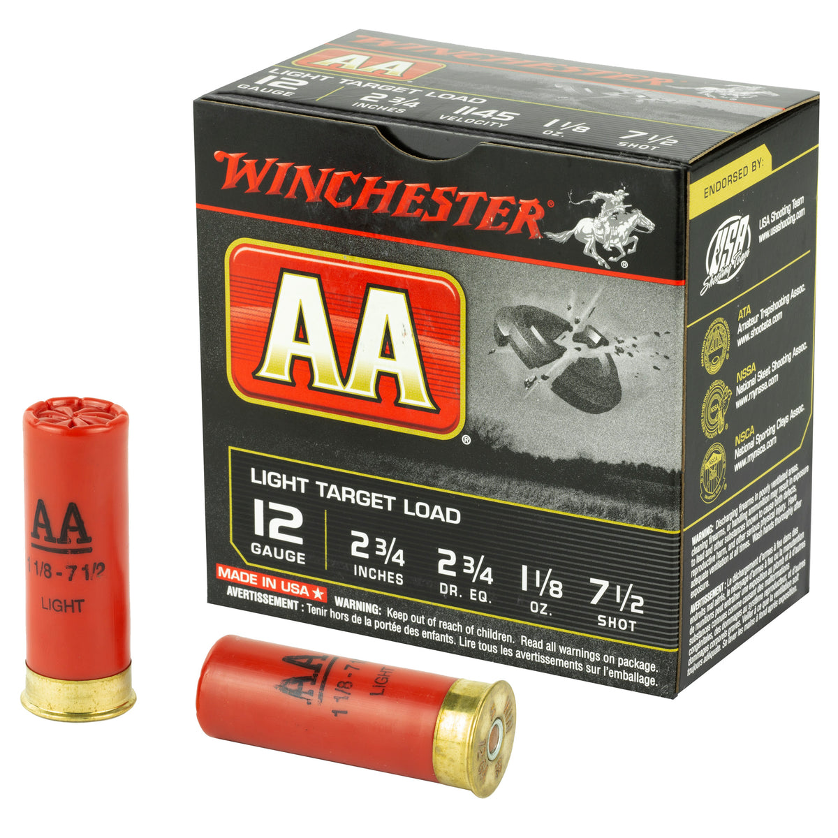Winchester 12 Gauge AA Target Light Target #7.5 1-1/8 oz 2.75 in 25/Box [Item 5132]