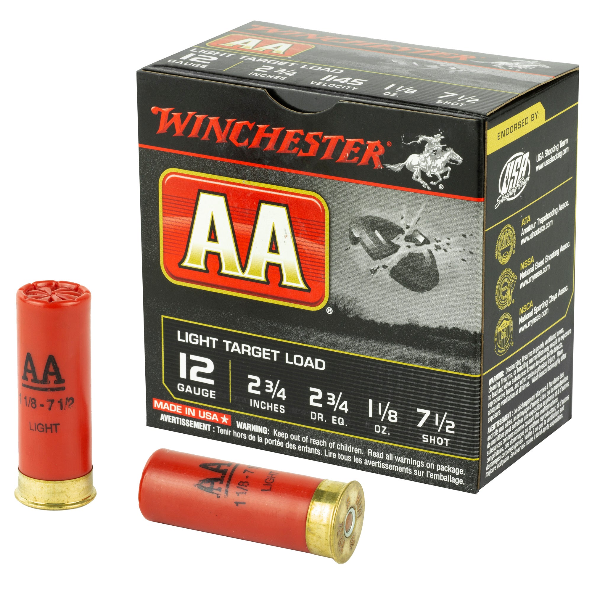 Winchester 12 Gauge AA Target Light Target #7.5 1-1/8 oz 2.75 in 25/Box [Item 5132]