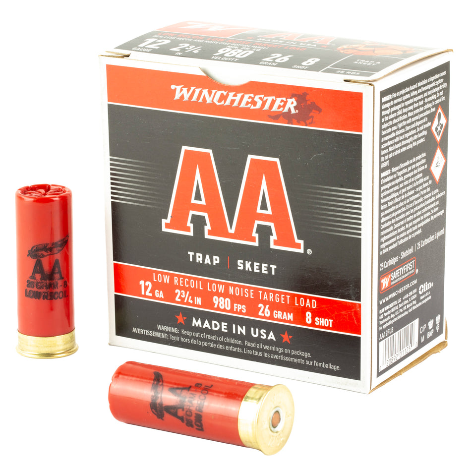 Winchester 12 Gauge AA 26 Gram Low Recoil #8 7/8 oz 2.75 in 25/Box [Item 6379]