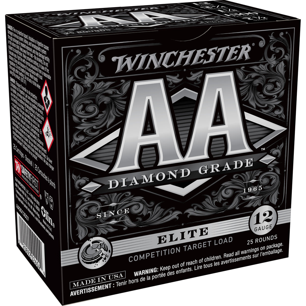 Winchester 12 Gauge AA Diamond Grade Elite Competition Target Load 1300 #7.5 1-1/8 oz 2.75 in 25/Box