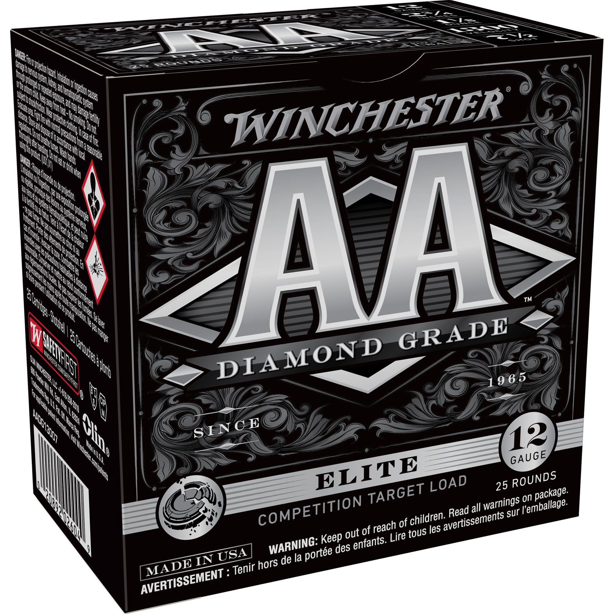 Winchester 12 Gauge AA Diamond Grade Elite Competition Target Load 1300 #7.5 1-1/8 oz 2.75 in 25/Box