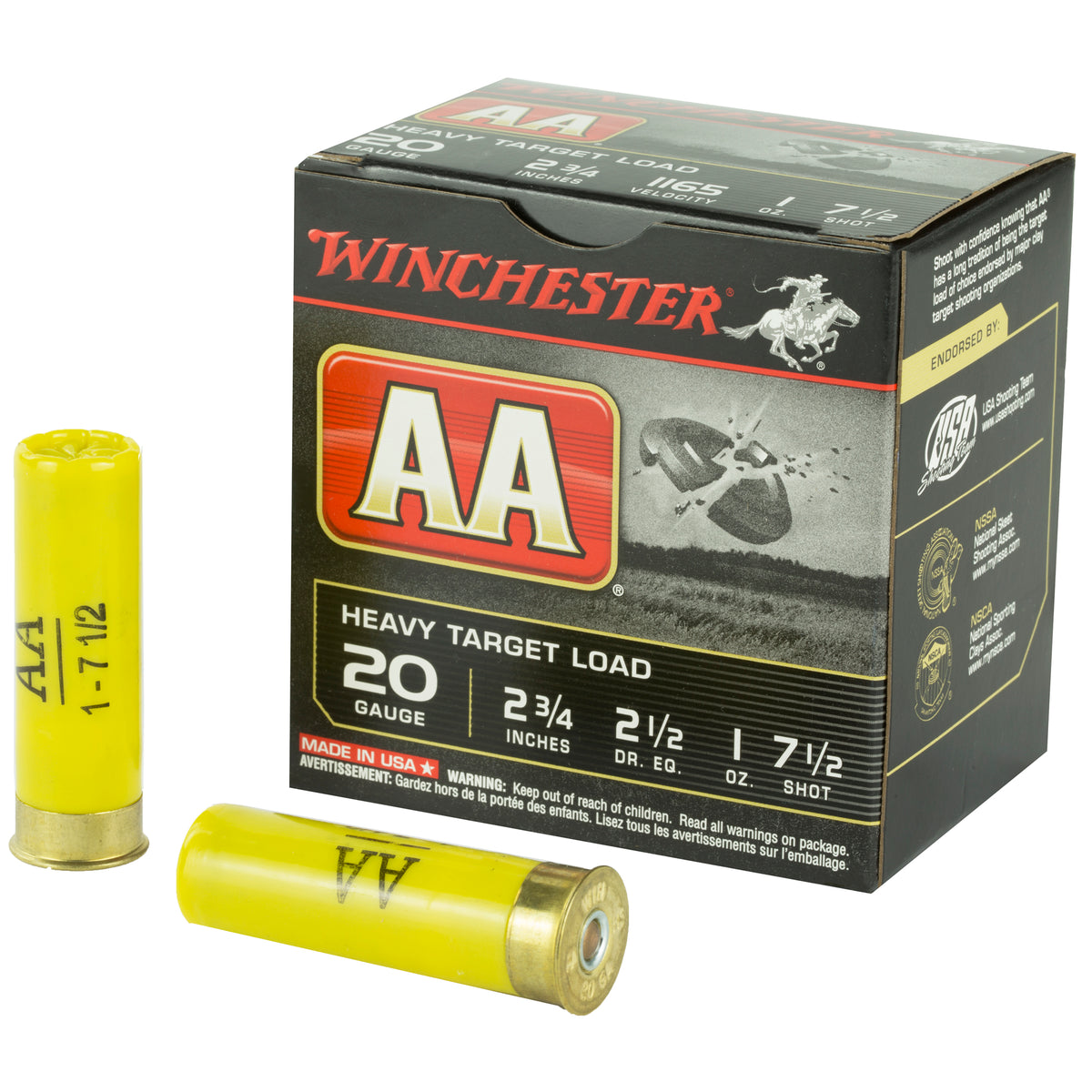 Winchester 20 Gauge AA Heavy Target #7.5 1 oz 2.75 in 25/Box [Item 4377]