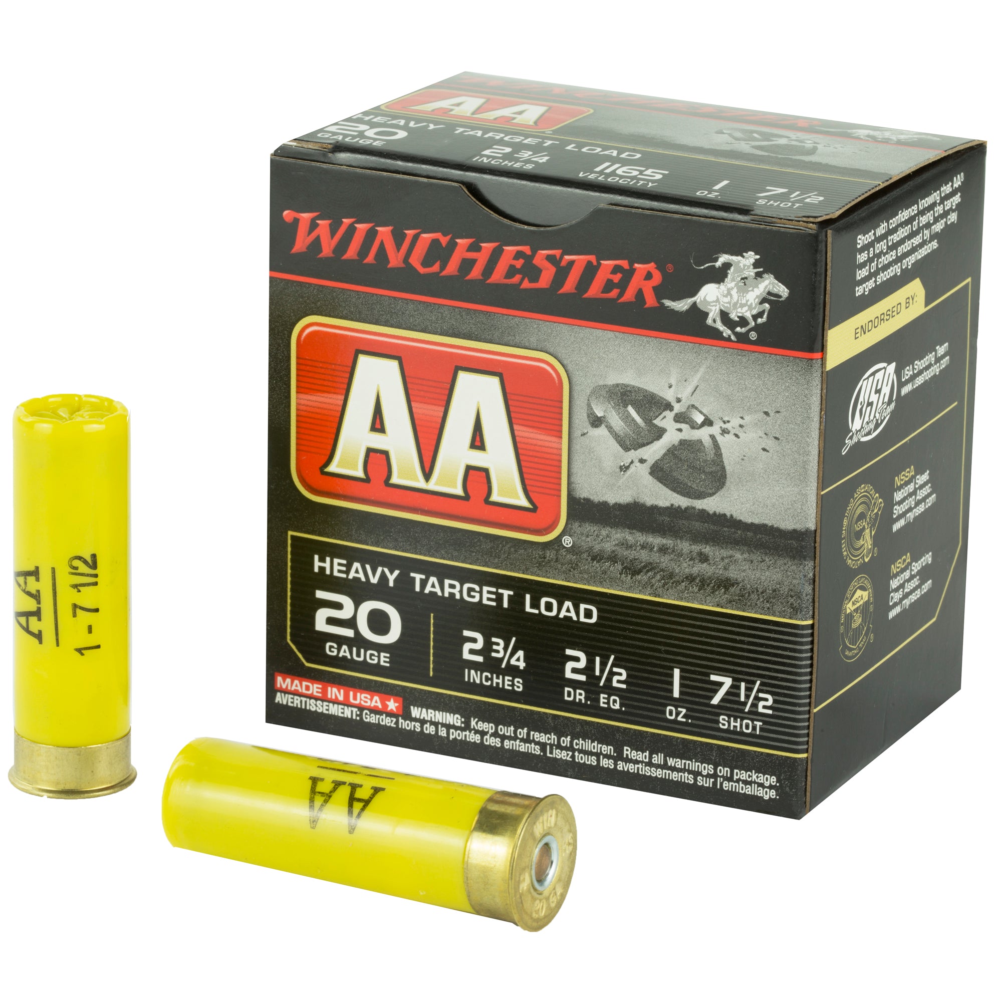 Winchester 20 Gauge AA Heavy Target #7.5 1 oz 2.75 in 25/Box [Item 4377]