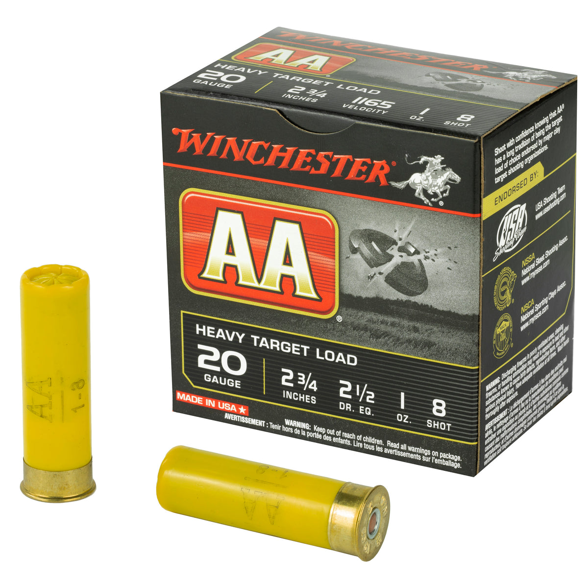 Winchester 20 Gauge AA Heavy Target #8 1 oz 2.75 in 25/Box
