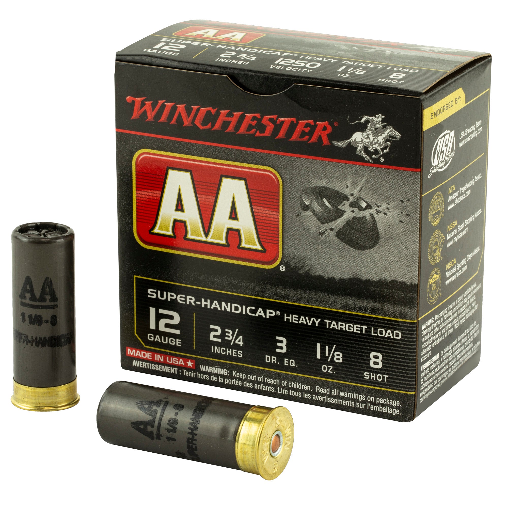 Winchester 12 Gauge AA Super Handicap Heavy Target #8 1-1/8 oz 2.75 in 25/Box [Item 5196]