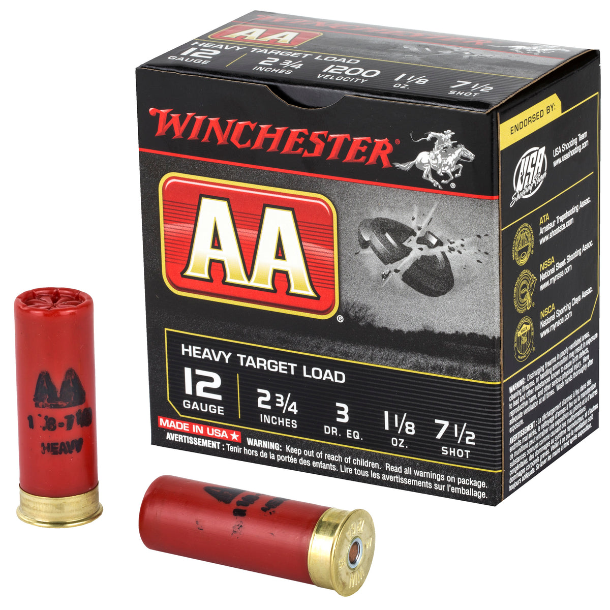 Winchester 12 Gauge AA Target Heavy Target #7.5 1-1/8 oz 2.75 in 25/Box