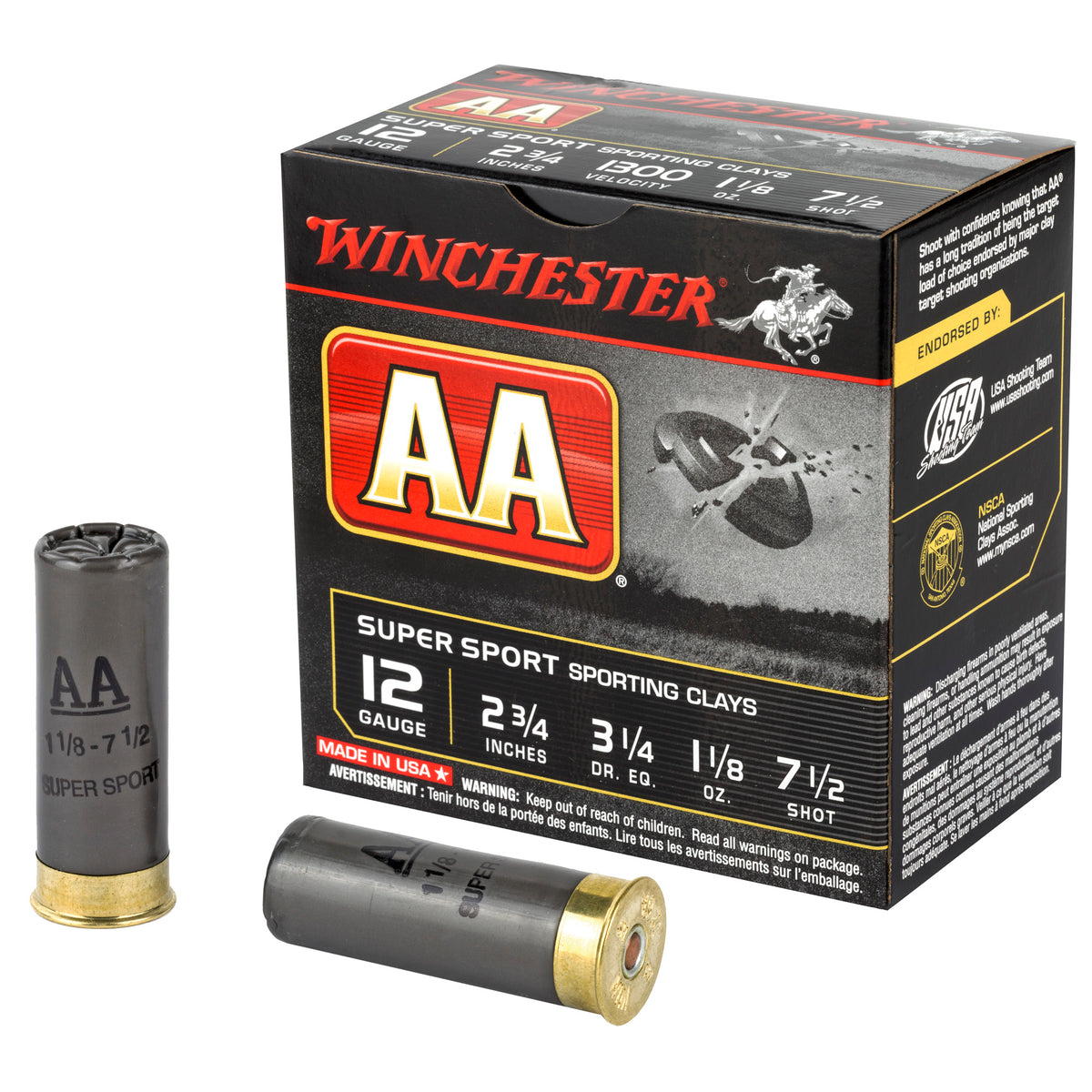 Winchester 12 Gauge AA Supersport Sporting Clay #7.5 1-1/8 oz 2.75 in 25/Box [Item 6387]