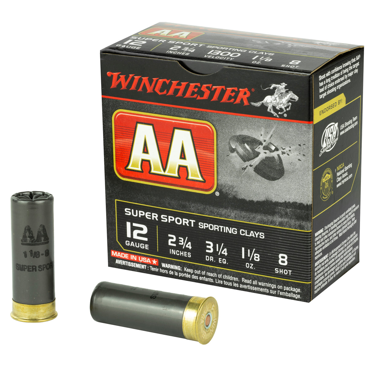 Winchester 12 Gauge AA Supersport Sporting Clay #8 1-1/8 oz 2.75 in 25/Box [Item 5759]