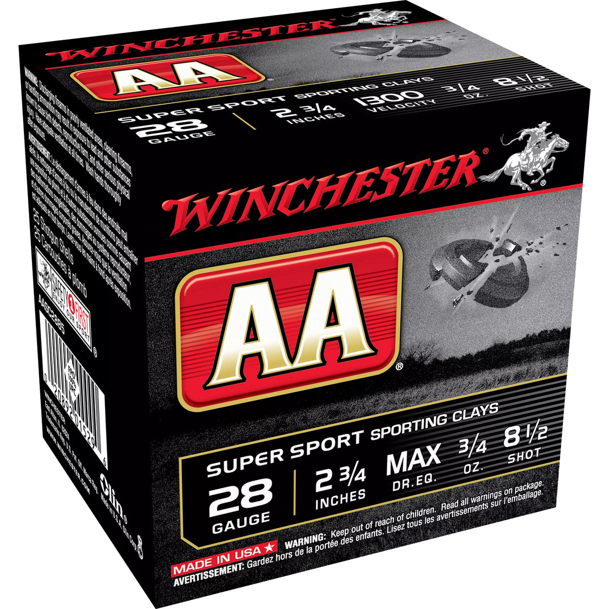 Winchester 28 Gauge AA Supersport Sporting Clay #8.5 3/4 oz 2.75 in 25/Box [Item 6305]