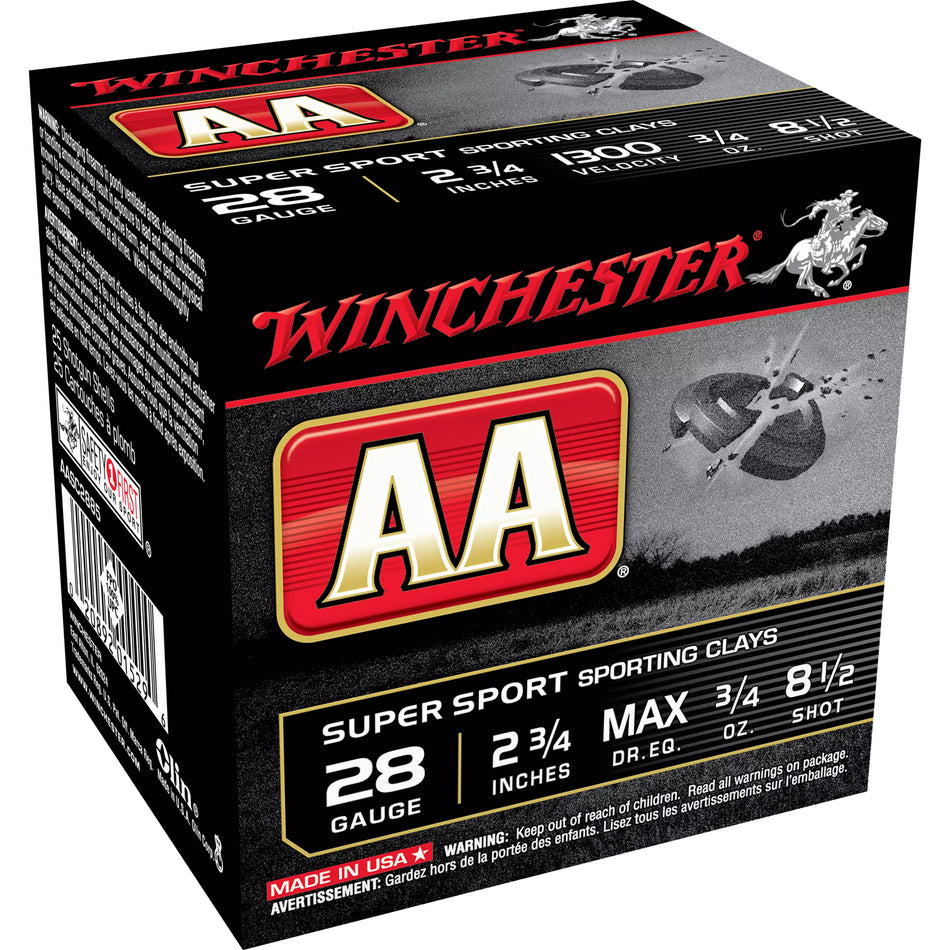 Winchester 28 Gauge AA Supersport Sporting Clay #8.5 3/4 oz 2.75 in 25/Box [Item 6305]