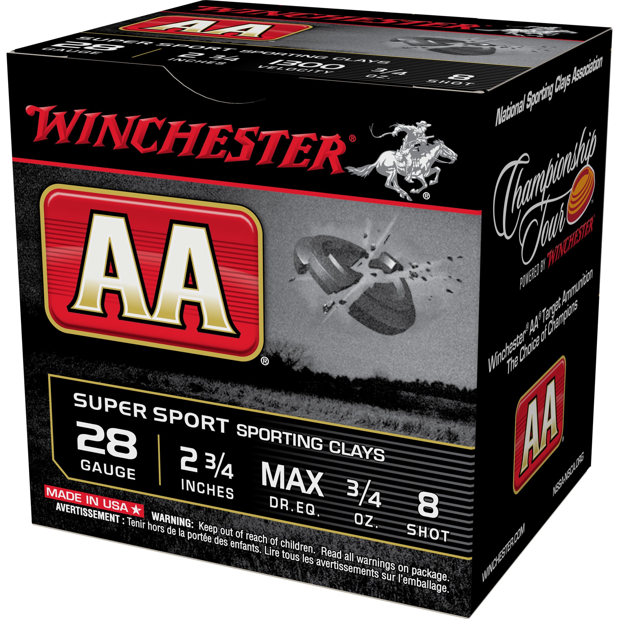 Winchester 28 Gauge AA Sporting Clay #8 3/4 oz 2.75 in 25/Box [Item 6446]