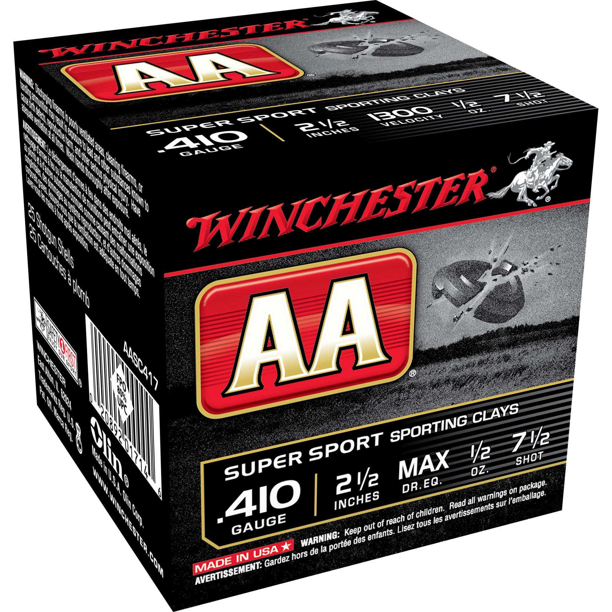 Winchester .410 Bore AA Super Sport Sporting Clay #7.5 1/2 oz 2.5 in 25/Box [Item 6494]