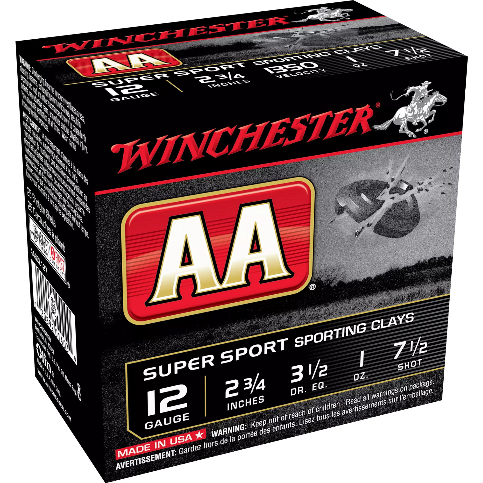 Winchester 12 Gauge AA Supersport Sporting Clay #7.5 1 oz 2.75 in 25/Box [Item 6248]