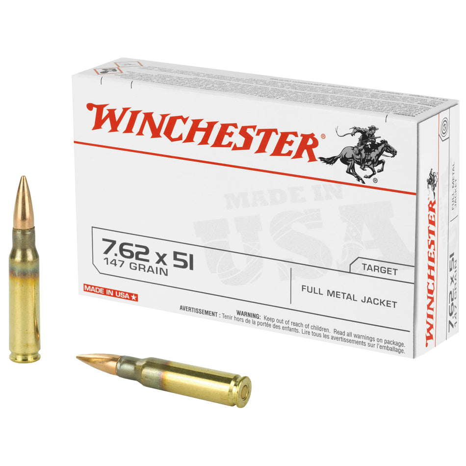 Winchester .308 Win / 7.62x51mm USA Full Metal Jacket 147 Grain 20/Box