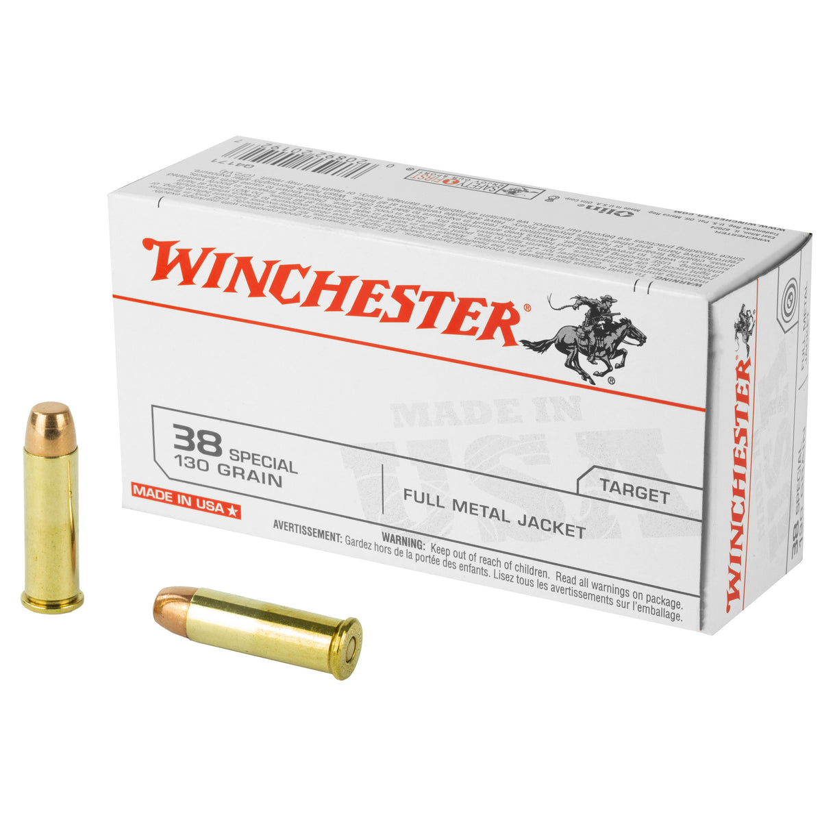 Winchester .38 Special White Box USA Full Metal Jacket 130 Grain 50/Box