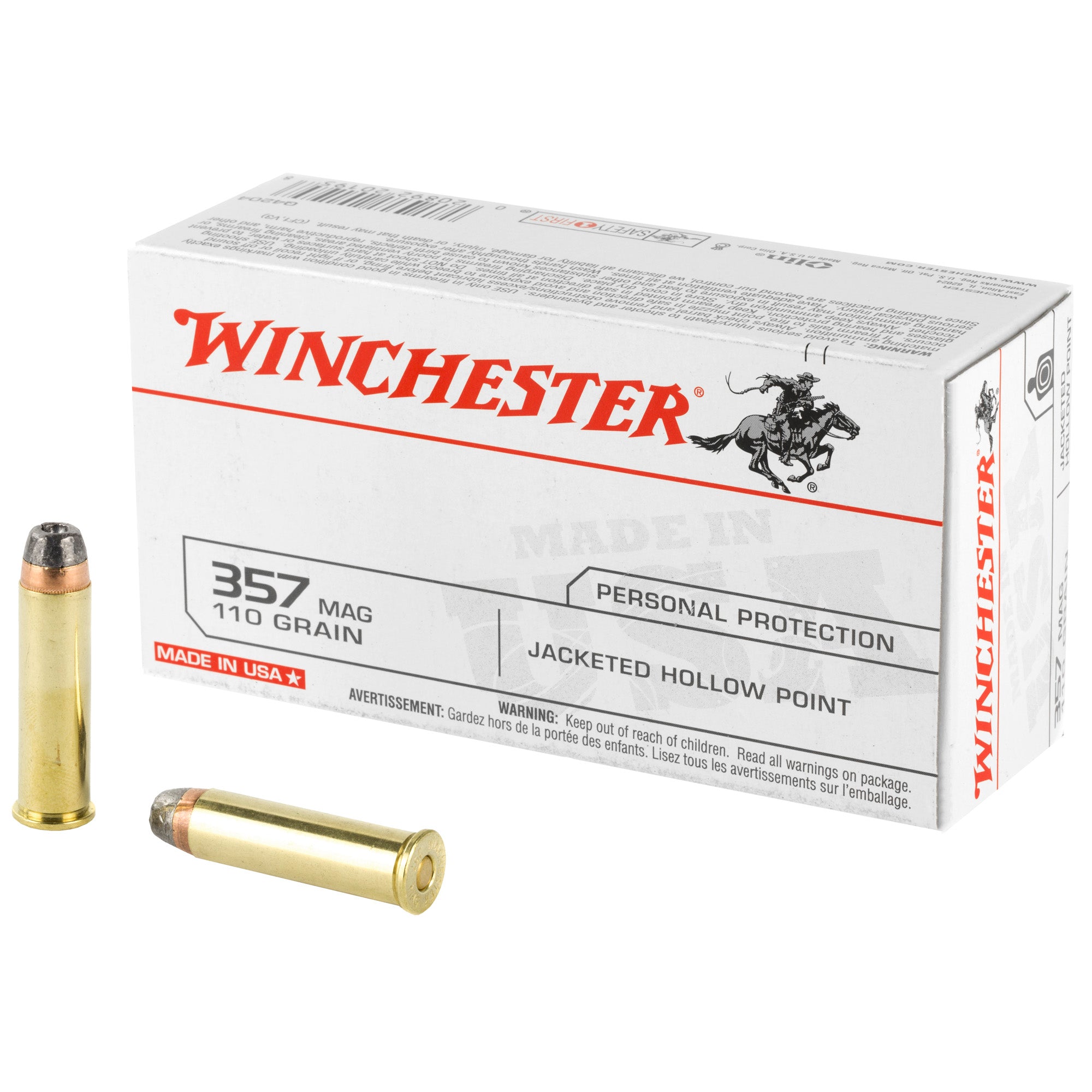 Winchester .357 Magnum USA Jacketed Hollow Point 110 Grain 50/Box