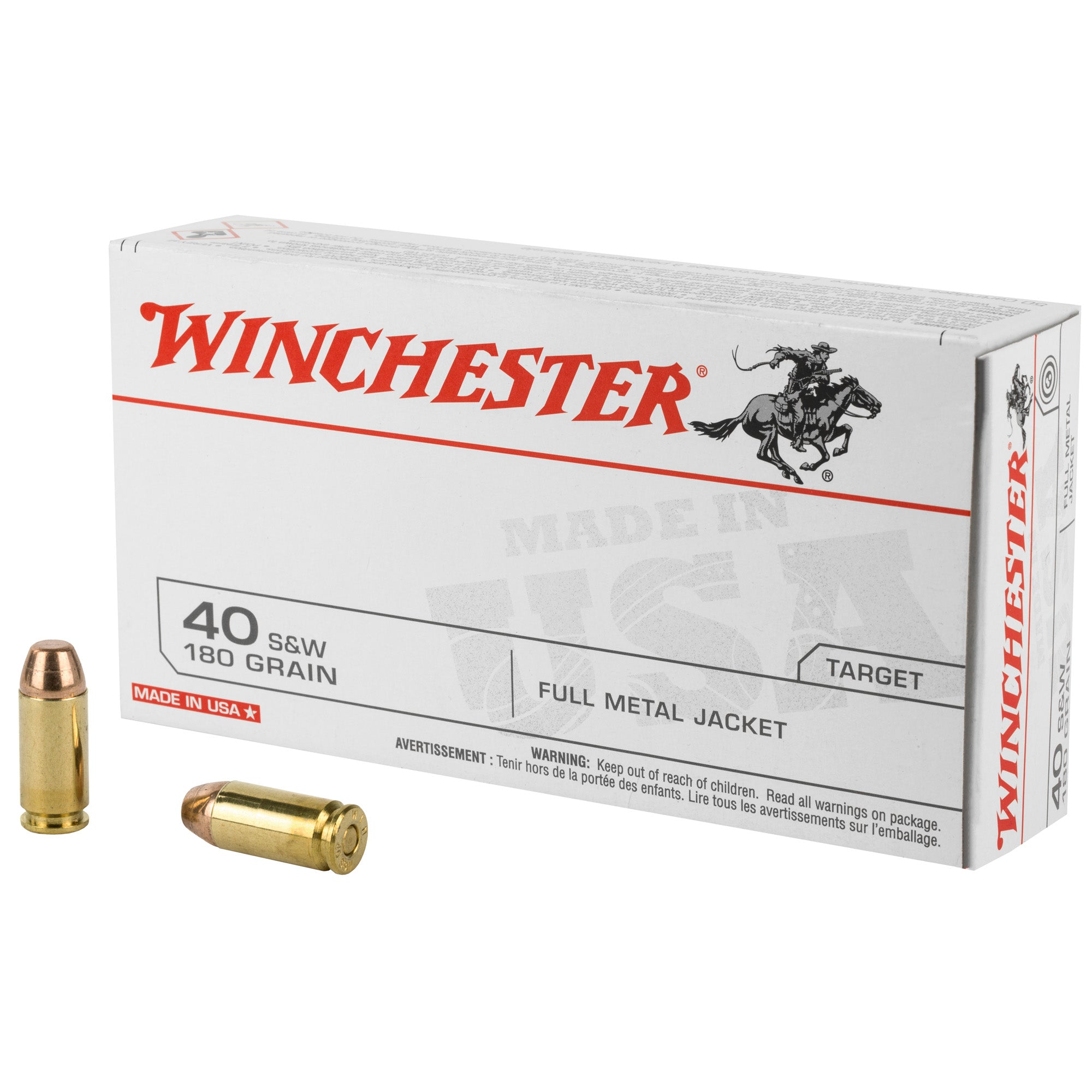Winchester .40 S&W USA Full Metal Jacket 180 Grain 50/Box