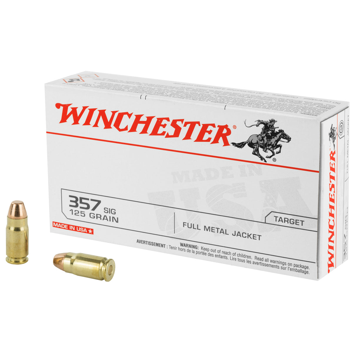 Winchester .357 Sig USA Full Metal Jacket 125 Grain 50/Box