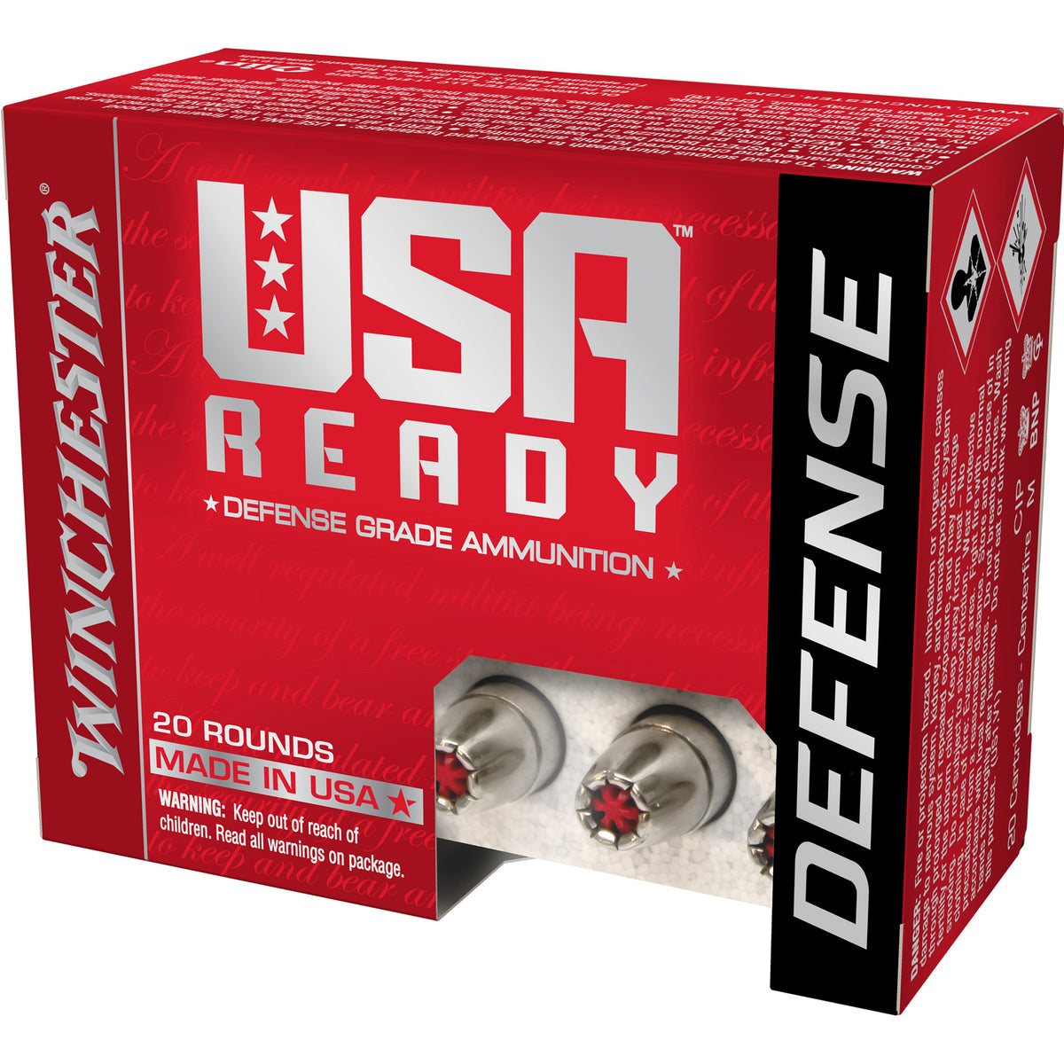Winchester 10mm Auto USA Ready Full Metal Jacket Flat Nose 180 Grain 50/Box