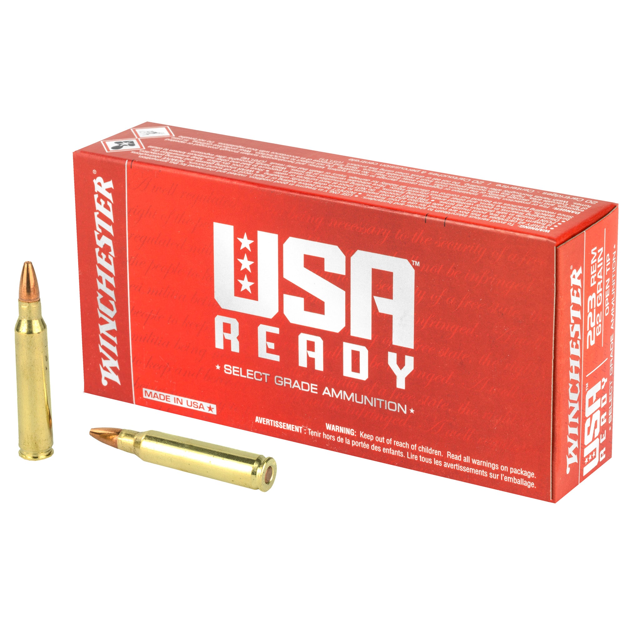 Winchester .223 Remington USA Ready Open Tip Range 62 Grain 20/Box