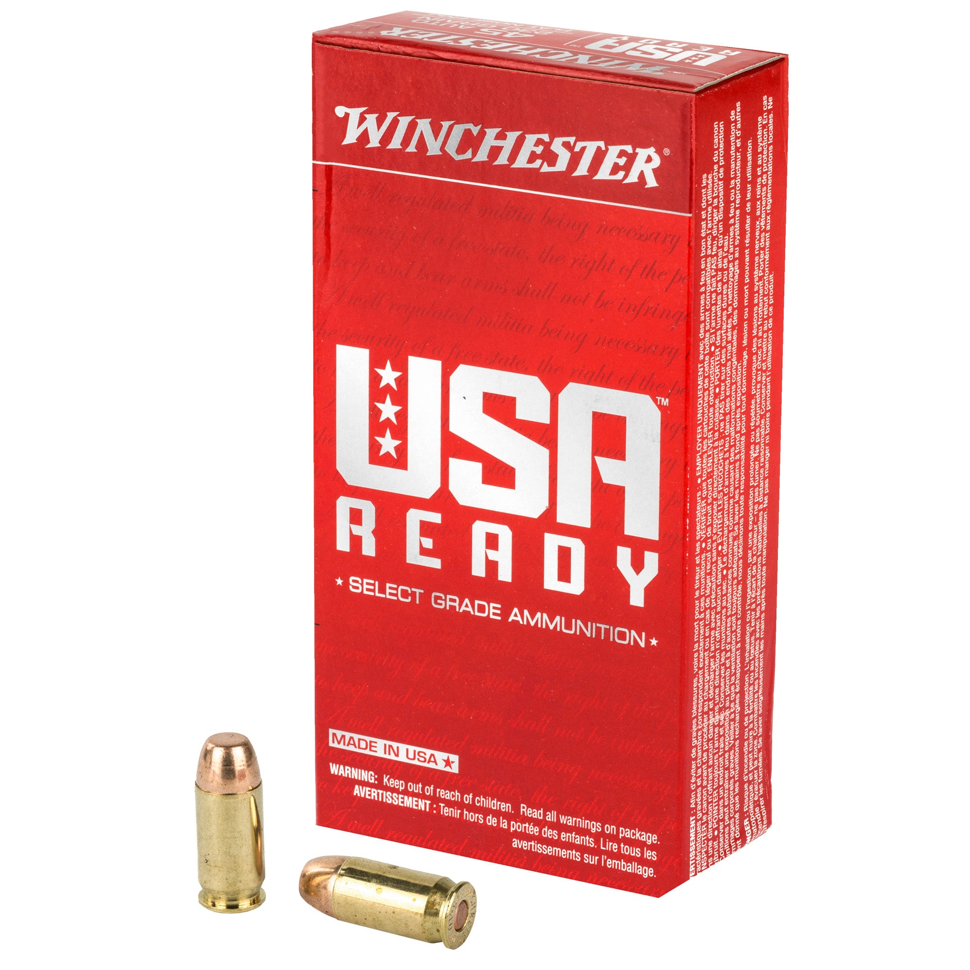 Winchester .45 ACP/Auto USA Ready Full Metal Jacket Flat Nose 230 Grain 50/Box