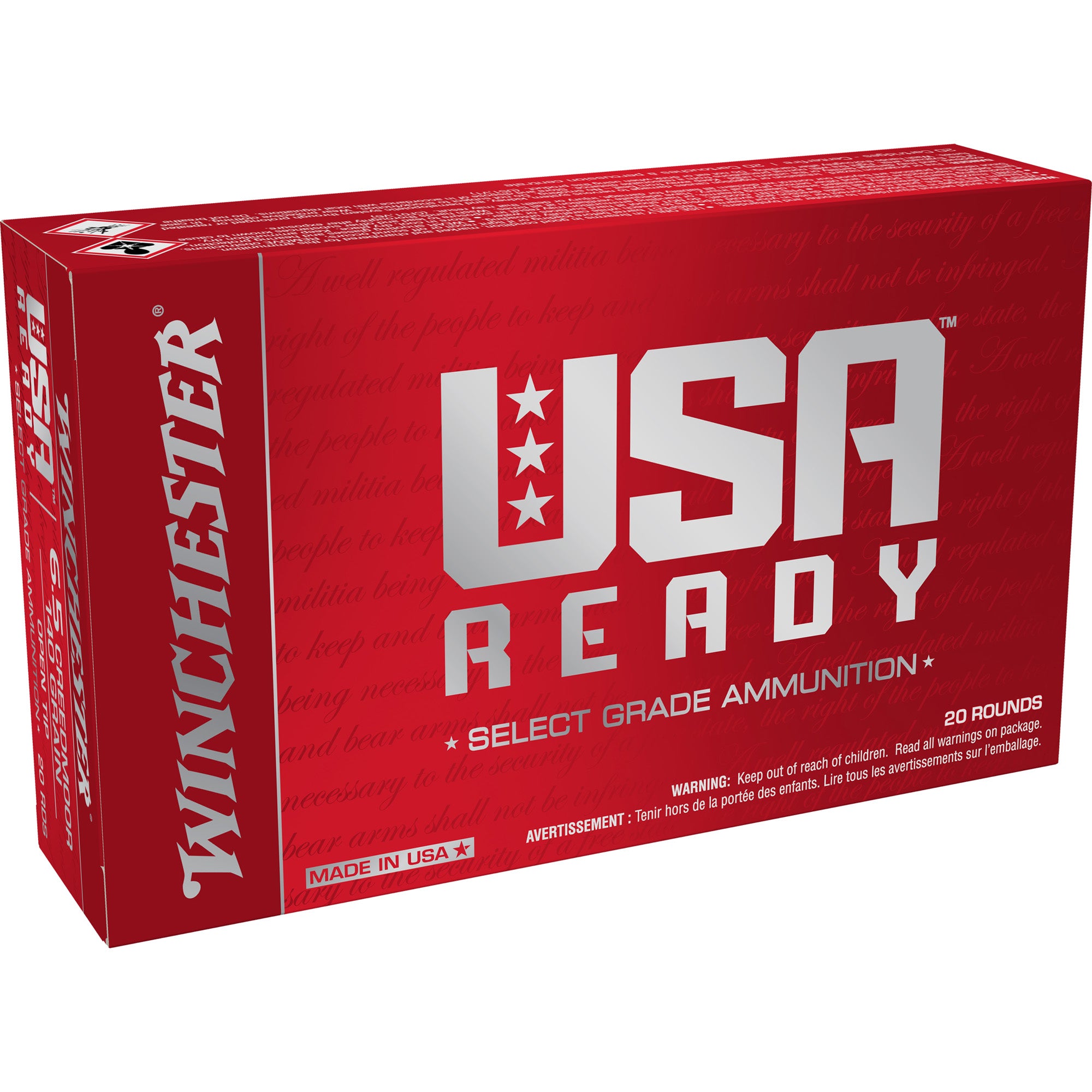 Winchester 6.5mm Creedmoor USA Ready Open Tip 140 Grain 20/Box