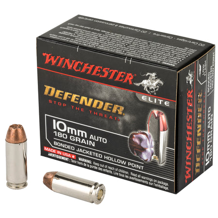 Winchester 10mm Auto Defender Bonded Jacket Hollow Point 180 Grain 20/Box