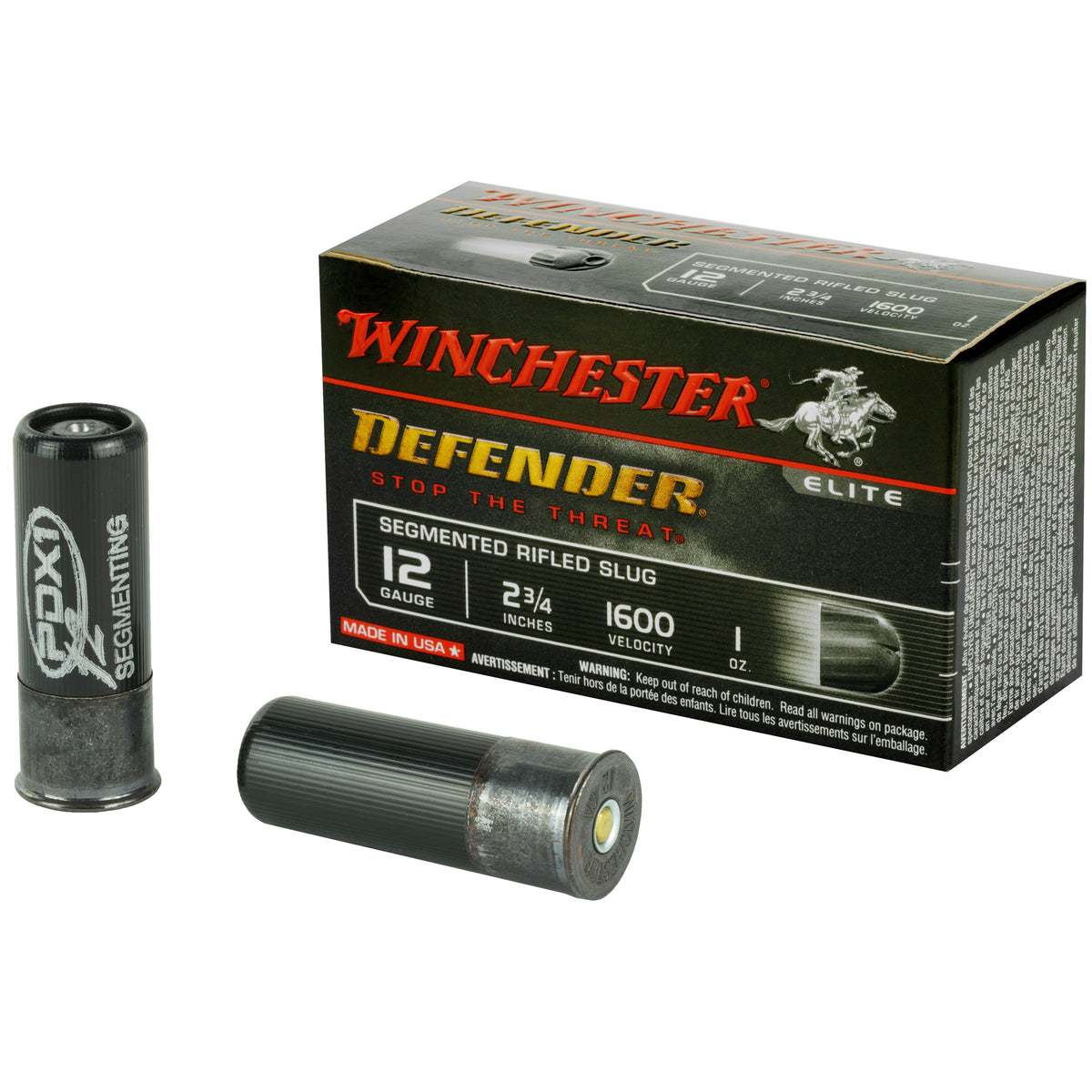 Winchester 12 Gauge PDX1 Defender Personal Defense Segmenting Slug Slug 1 oz 2.75 in 10/Box