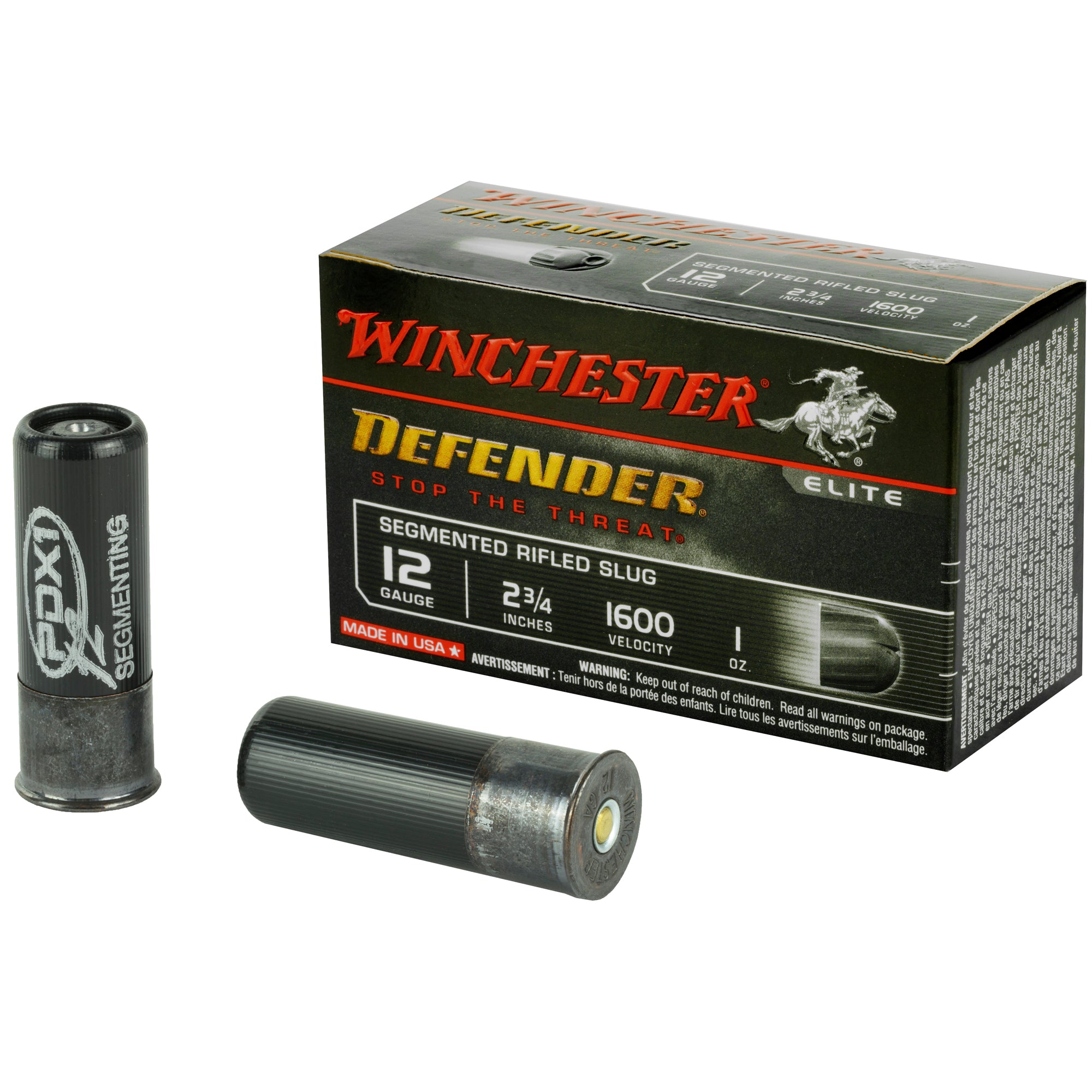 Winchester 12 Gauge PDX1 Defender Personal Defense Segmenting Slug Slug 1 oz 2.75 in 10/Box