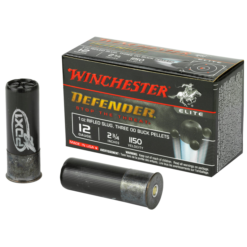 Winchester 12 Gauge PDX1 Defender MULTI-DEFENSE Combo 3 Pellets / 1oz Rifled Slug + 00 Buck Slug / Buckshot 1-3/8 oz 2.75 in 10/Box