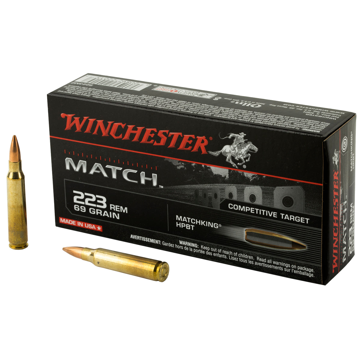 Winchester .223 Remington Match Sierra MatchKing Boat Tail Hollow Point 69 Grain 20/Box