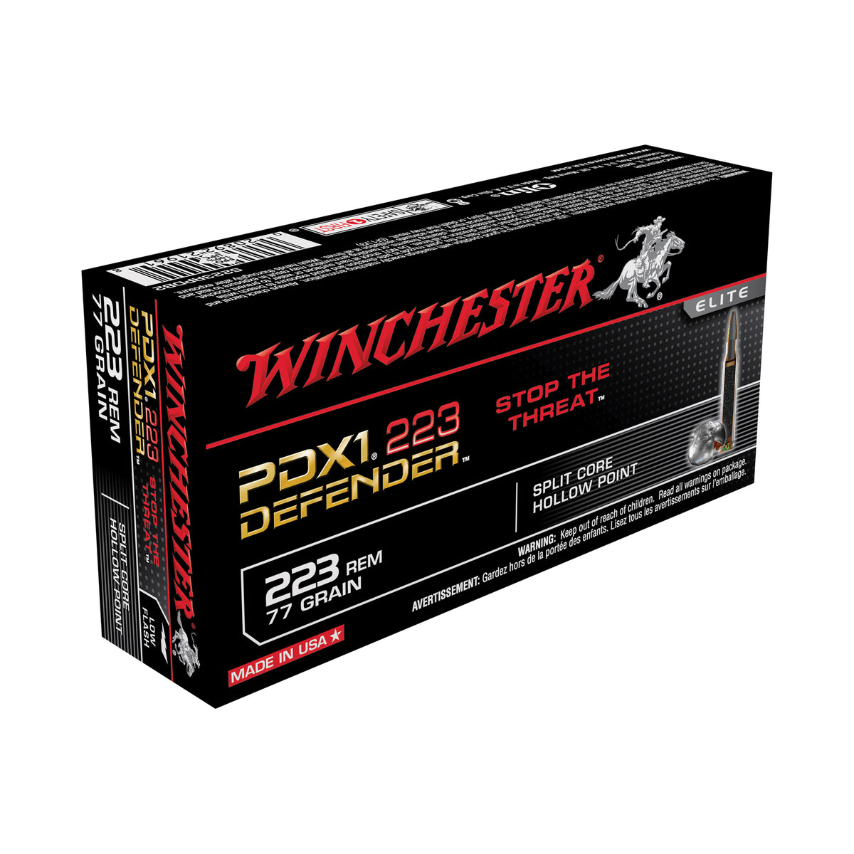 Winchester .223 Remington PDX1 Defender Split Core Hollow Point 77 Grain 20/Box