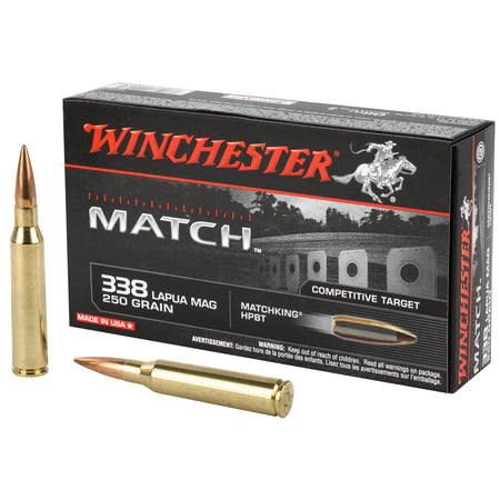 Winchester .338 Lapua Magnum Match Sierra MatchKing Boat Tail Hollow Point 250 Grain 20/Box