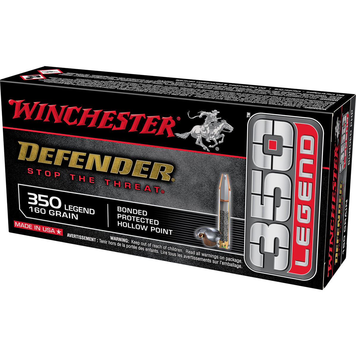 Winchester .350 Legend Defender Bonded Protected Hollow Point 160 Grain 20/Box