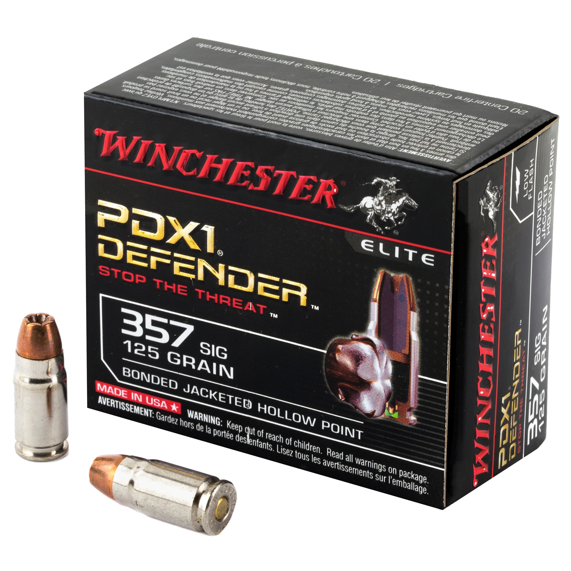 Winchester .357 Sig PDX1 Defender Elite Bonded Jacket Hollow Point 125 Grain 20/Box