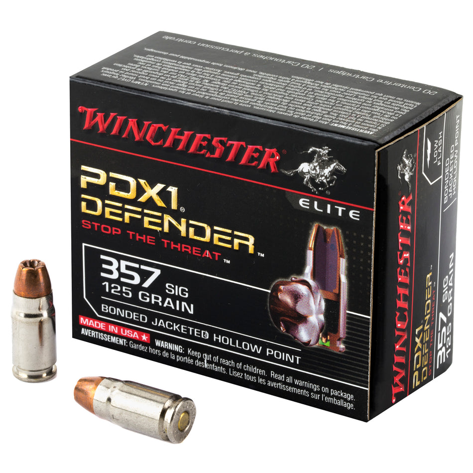 Winchester .357 Sig PDX1 Defender Elite Bonded Jacket Hollow Point 125 Grain 20/Box
