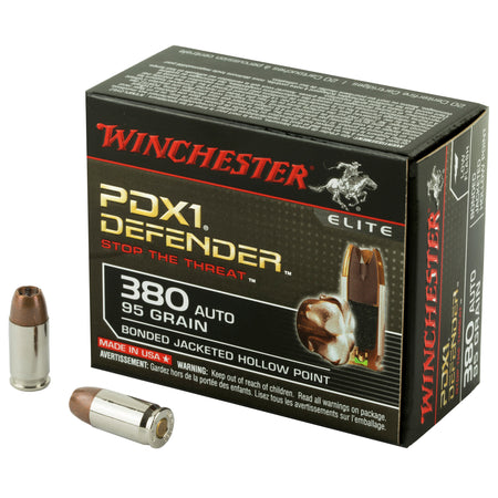 Winchester .380 ACP/Auto PDX1 Defender Elite Bonded Jacket Hollow Point 95 Grain 20/Box
